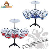 LittLove Childrens Kids Jazz Drum Set Musical Instrument Toy Playset with 5 Drums Cymbal Stand Drumsticks Toys For Children