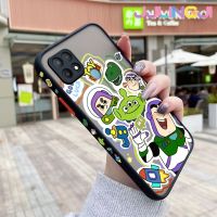 Jjlingji เคสสำหรับ OPPO A15 A35 A15s 4G ลายการ์ตูนแฮปปี้ทอยสตอร์บางขอบสี่เหลี่ยมด้านข้างดีไซน์ใหม่กันกระแทกมีน้ำค้างแข็งโปร่งใสแข็งเคสมือถือคลุมทั้งหมดเคสนิ่มสำหรับปกป้องกล้อง