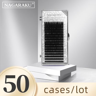 Nagaraku 50เคสขนตาปลอม7 ~ 15มม. อุปกรณ์แต่งขนตาปลอมขนตาปลอมทำจากมิงค์เทียมนุ่มธรรมชาติ