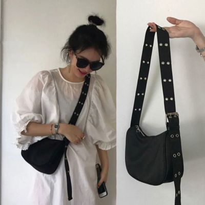 Women Armpit Bag New Nylon Bucket Fashion Solid Zipper SOFT Shoulder Bag Purses and Handbags Luxury Designer Black Tote Bag