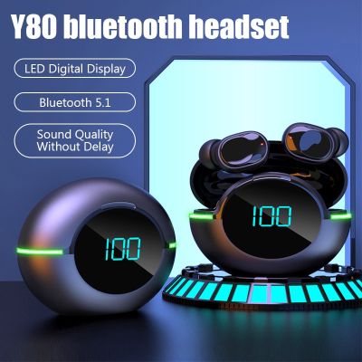 ZZOOI TWS Y80 Earphone Bluetooth Headphones with Mic LED Display Earbuds for iPhone IOS Android Y80 Fone Wireless Bluetooth Headset