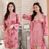 READY STOCK Two Pieces In One Set Robes y Lingerie Sleepwear Nightwear Pyjamas Baju Tidur M-XXL PS025