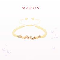 MARON✨ สร้อยข้อมือดาวนพเก้า (เชือกถัก) X อัญมณีมงคล แคลไซต์น้ำผึ้ง เสริมดวงประจำวัน | My Nine Lucky Stars Bracelet with Honey Calcite เงินแท้ พลอยแท้ ชุบทองเบจ