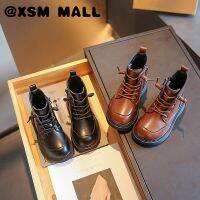 XSM MALL มาใหม่สไตล์อังกฤษหญิงและชายสั้นมาร์ตินบู๊ทส์ซิปที่เรียบง่ายนุ่มแต่เพียงผู้เดียวป้องกันการลื่นเด็กรองเท้า3-16ปี T22N09CC-155