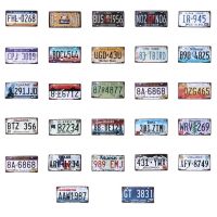 QILEJVS USA Vintage Metal Tin Signs Car Number License Plate Plaque Poster Bar Club Wall Garage Home Decoration 16x30cm