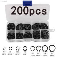 ﹊✠ 200Pcs Internal External Retaining Circlips M6-M20 C-clip Washers Snap Retaining Ring Carbon Steel Assortment Kit