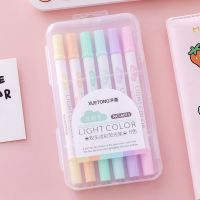 6 Colors Double Head Highlighter Fluorescent Markers Drawing Pens Writing Stationery Gift