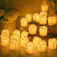 12/24Pcs Flameless LED Electronic Candle Dropping Wax Tea Light Realistic Flames Led Lamp Christmas Halloween Wedding Home Decor