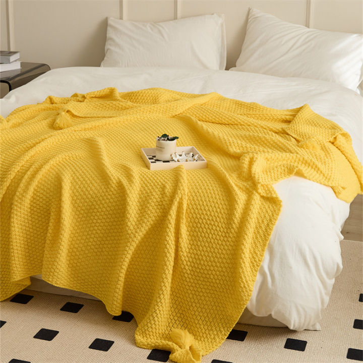 นอร์ดิก-ins-ถักผ้าห่มเตียงโซฟาปกผ้าห่มสไตล์พระผ้าห่มที่มี-tassals-ผ้าห่มเครื่องปรับอากาศสีทึบ