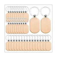 110PCS Wood Keychain Blanks, Unfinished Wood Key Tag, Wood Engraving Blanks Key Chain for DIY Crafts-Rounded Square Wood Key Tags DIY Wood Keychains