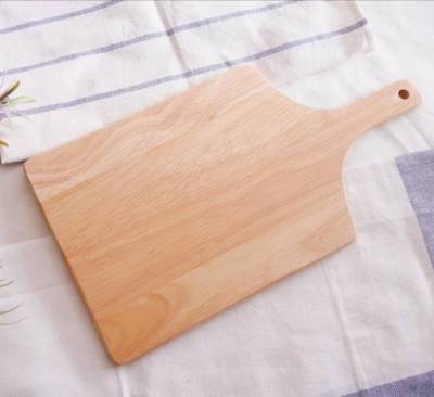 เขียงไม้  rubber wood cutting board size17cm x 32.8cm x หนา1cm (handle include 9.8cm)