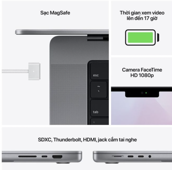 Apple macbook pro 16.2 m1 max 10c cpu 24c gpu 32gb 2tb space grey - ảnh sản phẩm 3
