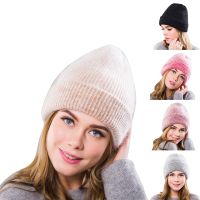 Fashion Winter Womens Angola Wool Knitted Hat Warm Wool Beanie Outdoor Sports Peaked Cap Woolen Cap