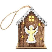 【สินค้าใหม่】ตกแต่งคริสต์มาสกระท่อมไม้ต้นคริสต์มาสกวางนางฟ้าบ้านแสงเรืองแสง