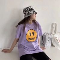 Drew House Justin Bieber Short Sleeve Shirt Couples Round Neck Smiley T-shirt For Couple