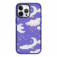 《KIKI》Original glitter CASE. TIFY Cute Phone Case for iphone 14 14plus 14pro 14promax 11 12 13promax High-end shockproof hard case Cartoon beautiful Cloud moon Doodle 2023 Official New Design Luxury Style Purple