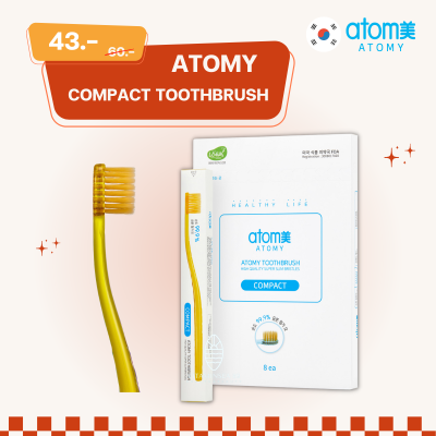 อะโทมี่ คอมแพค ทูธบรัช (1 ด้าม) ATOMY COMPACT TOOTHBRUSH ขนแปรงสีฟันเคลือบผงทองนาโน 99.99% หัวแปรงเล็ก ขจัดเศษอาหารได้ทุกซอก ขจัดคราบพลัคหมดจด