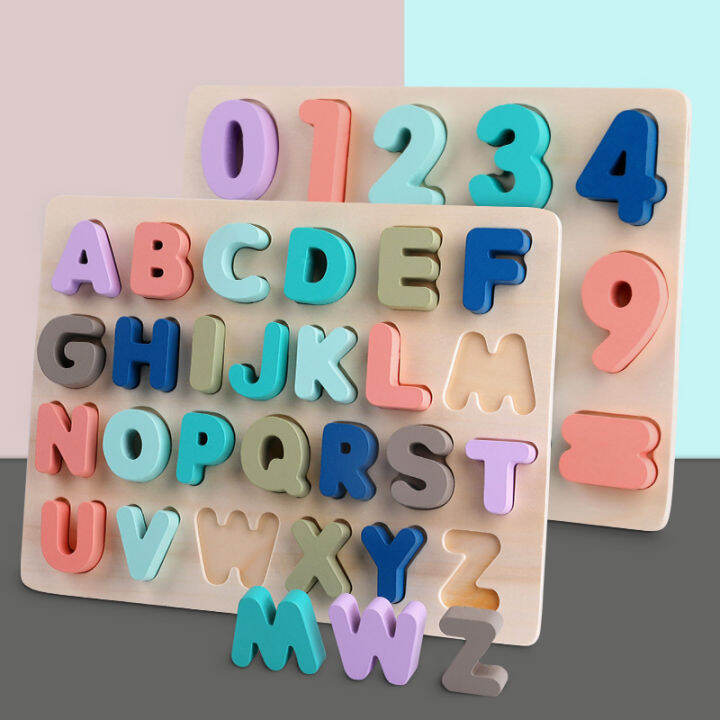 ABC Alphabet Digital Puzzle Wooden Toys Kid Number Letter shape ...