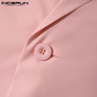 INCERUN Men Korean Style Fashion Long Sleeve Solid Color One Button Loose Blazer