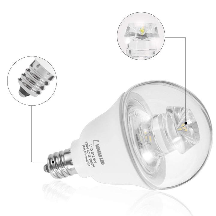 หลอดไฟ-led-e12-40w-เทียบเท่าลูกโลก-g14กลางวัน5000k-ไฟกลางคืน5w-120v-โต๊ะโคมไฟตั้งโต๊ะสำหรับโคมระย้าพัดลมติดเพดานในครัว6ชิ้น