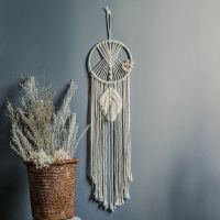 [Foocome]Macrame Cotton Beige Leaf แขวนผนัง Boho Room Home Decor ทอ Handmade Wall Tapestry หน้าแรกห้องนั่งเล่นงานแต่งงานตกแต่ง