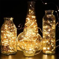 5pcs Copper Led Fairy Lights 1M 2M  Christmas Lamp CR2032 Button Battery Operated LED String Light for Xmas Wedding Decoration