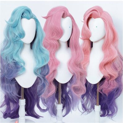Seraphine Cosplay Wig LOL KDA Cosplay Loose Wave Gradient Cheongsam Style Wigs Heat Resistant  Hair Game Cos