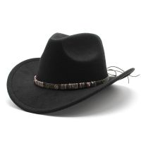 Four Seasons Cowboy Hats For Women And Men Western Caps Woolen 57-58Cm Fine Line Straps Curved Brim Fedoras NZ0078