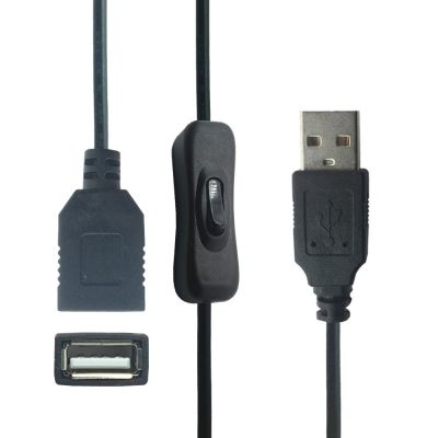 อุปกรณ์อิเล็กทรอนิกส์คุณภาพสูงการแปลงสาย USB ตัวผู้เป็นตัวเมียสายเปิดปิดสลับโคมไฟ LED สายไฟสีดำ0.3ม. 0.5ม.