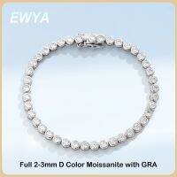 EWYA GRA Certified D Color 2-3mm Full Moissanite Tennis Bracelet For Women S925 Silver Plated 18K Bubble Diamond Link Bracelets