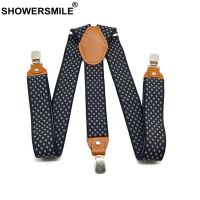 (ร้อน) SHOWERSMILE ผู้ชาย Suspenders อย่างเป็นทางการกางเกงเข็มขัดเพชร Suspenders Vintage Men ces Suspender คลิปยืดหยุ่นกางเกงสาย120ซม.