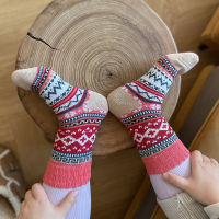 5Pairslot New Witner Thick Warm Wool Women Socks Vintage Christmas Socks Colorful Socks Gift Free size YM7020