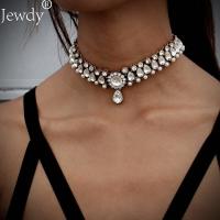 hotx【DT】 Jewdy Boho Collar Choker Drop Rhinestone Pendant Necklace for Simulated Statement Jewelry