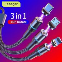 Essager สายสายสำหรับ iPhone แม่เหล็ก3 In1,Xiaomi ชาร์จเร็วแม่เหล็ก USB สายชาร์จไมโครชนิด C โทรศัพท์มือถือ