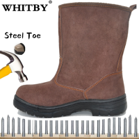 Brand WHITBY Safety Works Shoes For Men ผู้ชายเหล็กนิ้วเท้ารองเท้านิรภัยในการทำงานพรางผู้ชายรองเท้าระบายอากาศกลางแจ้งรองเท้าลำลองต่อต้านยอดเยี่ยมเจาะความปลอดภัยในการทำงานบูต