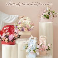 Flower Bundle Gift Box Arrangement Packaging Box Butterfly Handheld Flower Box Oval Flower Bundle Gift Box Flower Box