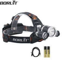 BORUiT RJ-3000 ไฟฉายคาดศีรษะ XM-L2 Powerful Headlamp 3000LM 4-Mode Headlight Rechargeable 18650