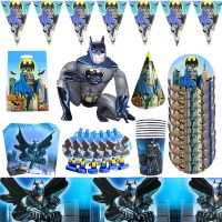 【Fun party】 Superhero Batman Theme Party ตกแต่ง Disposable Tableware ถ้วยกระดาษบอลลูน Baby Shower Kid Boy Birthday Party Supplies