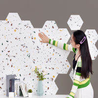 10ชิ้น Self-Adhesive Marble วอลล์เปเปอร์ตกแต่งห้องน้ำ Porch พื้นหลังผนังห้องเด็ก Wall Renovation Wall Sticker