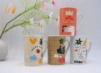 แก้วน้ำ MUG SHOPZ [YM07] แก้วเซรามิค คละลายทรงยาว ceramic cup 350 ml /100 degrees