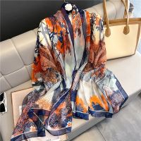 Brand Print Silk Feeling Long Shawl Scarf Women Summer Beach Stoles Wraps Pashmina Bufanda Female Head Hijab Foulard Echarpe