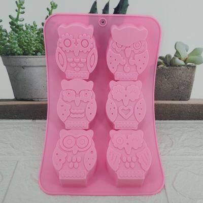 GL-แม่พิมพ์ ซิลิโคน ลายนกฮูก 6 ช่อง (คละสี) owl silicone mold