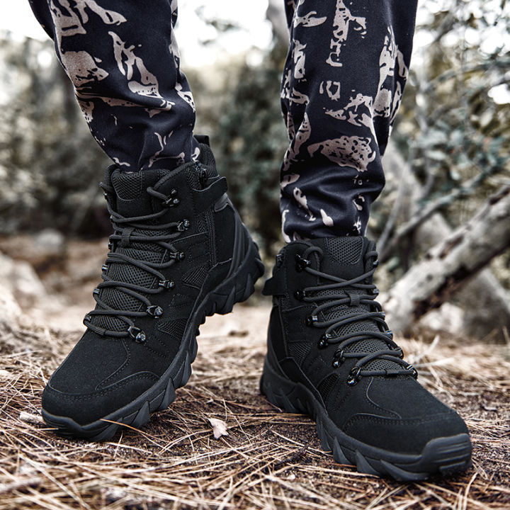 รองเท้าเดินป่ามืออาชีพ-รองเท้าคอมแบททหารผู้ชาย-รองเท้าหุ้มข้อยุทธวิธีขนาดพิเศษ39-46รองเท้านิรภัยในการทำงานมอเตอร์ไซค์ปี2023