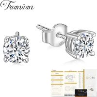 [Receive Yali]Trumium Official 0.5กะรัต D Color Moissanite ต่างหูตุ้มหูผู้หญิง100 S925เงินสเตอร์ลิงเครื่องประดับแต่งงานชั้นดีแวววาว