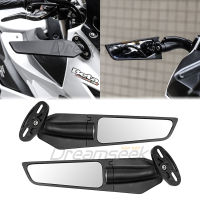 ลมหมุนครีบกระจกมองข้างกระจกมองหลังสำหรับ Yamaha Honda CBR650R สีดำสากลปรับกระจกมองหลังหมุนได้