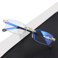 【 Cw】 Ultralight Rimless แว่นอ่านหนังสือสำหรับผู้ชายป้องกันแสงสีฟ้ารังสีคอมพิวเตอร์สายตายาวอ่าน Spectacleso อ่านแว่นตา