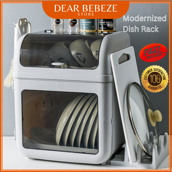 Bebeze Multifunctional Kitchen Dish Rack Dishware Storage Box with
