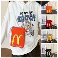 HEMPW กระเป๋าใส่โทรศัพท์ กระเป๋า Crossbody ผ้าใบของ McDonald สไตล์เกาหลีแบบ การออกแบบชนกลุ่มน้อย กระเป๋าถือลายการ์ตูน หวานหวานแหววว กระเป๋าใส่เหรียญ กระเป๋าแมสเซนเจอร์ใบเล็ก สำหรับผู้หญิง