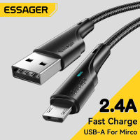 Essager สายไมโคร USB สายเคเบิลข้อมูลสายชาร์จได้อย่างรวดเร็วสำหรับ Xiaomi Realme Redmi Note มือถือซัมซุงสายชาร์จโทรศัพท์สายยูเอสบีขนาดเล็ก