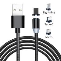 Kabel pengisi daya magnetik Universal kabel Data magnetik putaran satu per tiga 360 ° desain berputar 3 In 1